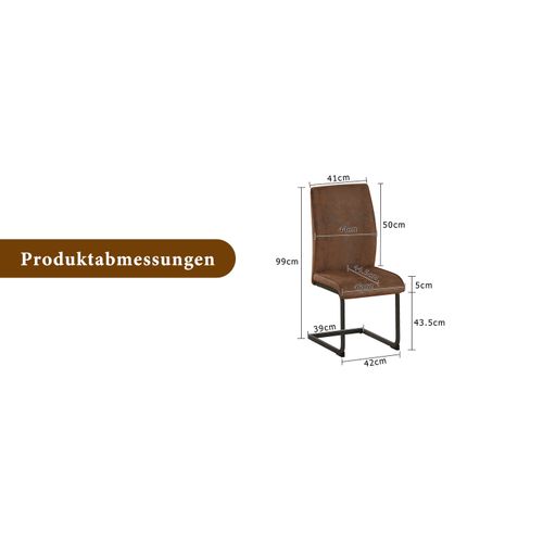 Lot De 2 Chaises De Salle à Manger En Tissu Technique Brun, Ergonomiques Et Confortables