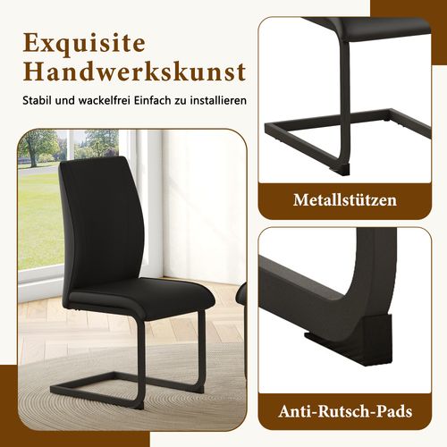 Lot De 2 Chaises De Salle à Manger En Simili Cuir Noir Avec Design Ergonomique