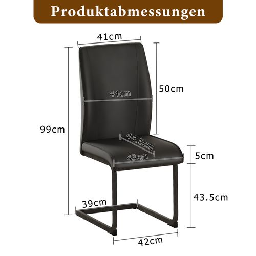 Lot De 2 Chaises De Salle à Manger En Simili Cuir Noir Avec Design Ergonomique