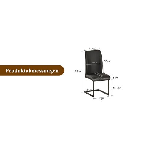 Lot De 2 Chaises De Salle à Manger En Simili Cuir Noir Avec Design Ergonomique