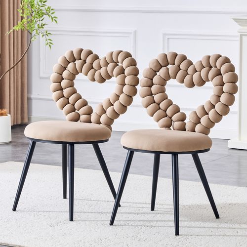 Lot De 2 Chaises Camel En Velours, Dossier Triangle, Pieds Métal Noirs