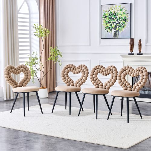 Lot De 2 Chaises Camel En Velours, Dossier Triangle, Pieds Métal Noirs