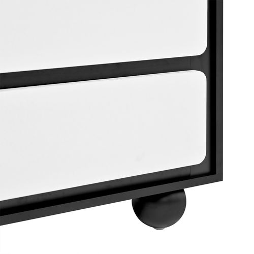 Commode Moderne 6 Tiroirs Noir Et Blanc Avec Pieds Métalliques Arrondis