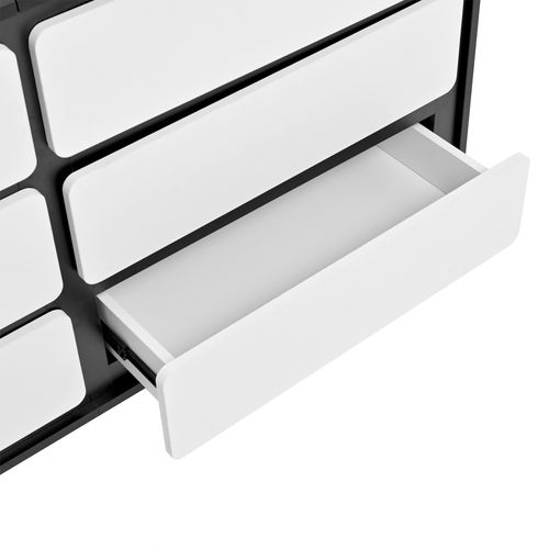 Commode Moderne 6 Tiroirs Noir Et Blanc Avec Pieds Métalliques Arrondis