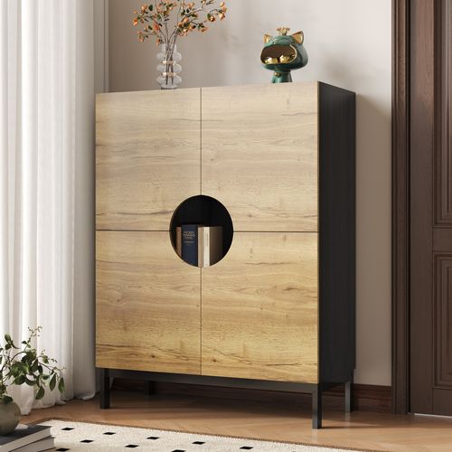 Meuble à Chaussures Et Vitrine 2 En 1 Avec Étagères Réglables, Pieds En Bois Massif, 90 X 40 X 120cm