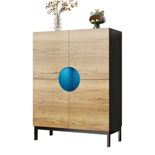 Meuble à Chaussures Et Vitrine 2 En 1 Avec Étagères Réglables, Pieds En Bois Massif, 90 X 40 X 120cm