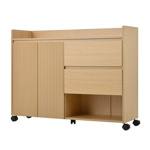 Meuble à Chaussures Mobile Avec Roulettes, Étagères Réglables Et Tiroirs 110×35×86 Cm