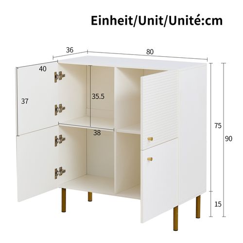 Buffet Blanc Moderne Avec Poignées En Zinc Et Pieds En Acier