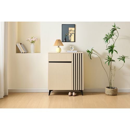 Meuble à Chaussures 2 Portes Et 1 Tiroir Avec Étagères Réglables