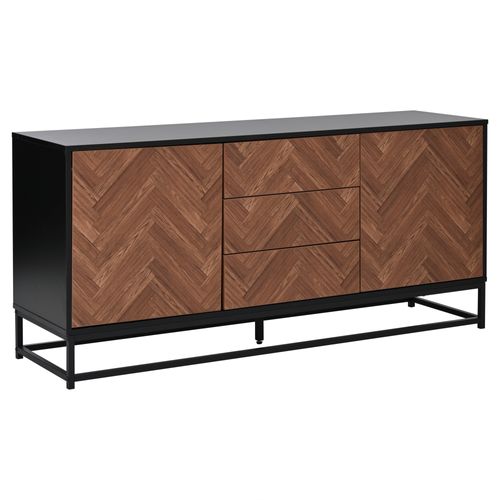 Buffet 145 Cm Bois Et Métal Avec Tiroirs Et Portes