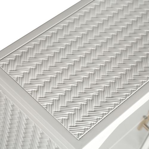 Meuble Mural 70cm 2 Portes Avec Motif Tressé Et Étagères En Verre Moderne