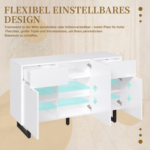 Buffet Moderne 120 Cm Avec Rangement, Portes Et Tiroirs – Blanc et Noir