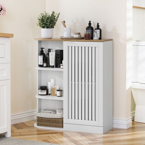 Meuble D’angle 68 Cm Avec Étagères Réglables Et Portes, Blanc Et Chêne