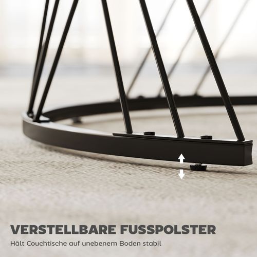 Set De 2 Tables Basses Rondes Effet Marbre, Métal Et Bois, Imbriquées