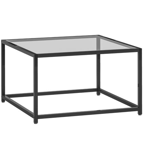 Table basse Carrée Avec Plateau Verre Trempé Et Cadre Métal Noir