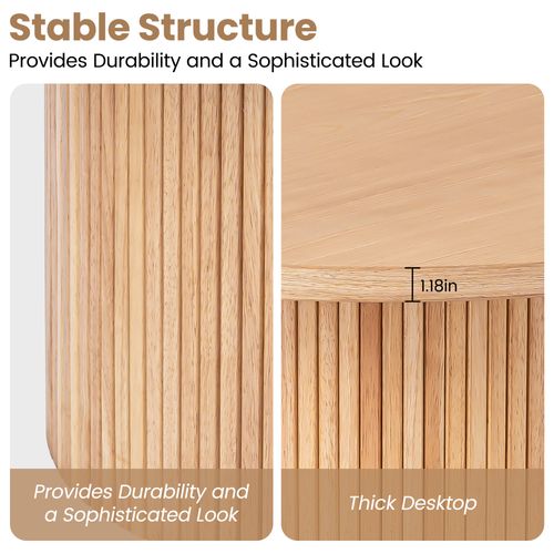 Table Basse Ronde En Bois Massif, 90x90x45 Cm, Finition Naturelle