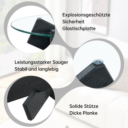 Table Basse Ronde Moderne En Mdf Et Verre Avec Pieds Croisés Noir Bois 79 Cm