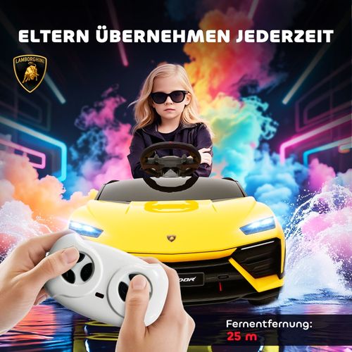 Voiture Électrique Enfant 12v Style Lamborghini Avec Télécommande, LED Et Musique Jaune