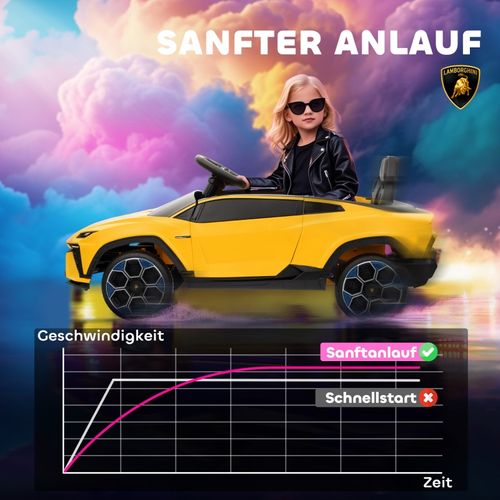 Voiture Électrique Enfant 12v Style Lamborghini Avec Télécommande, LED Et Musique Jaune