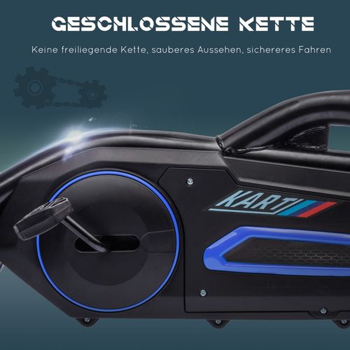 Kart à Pédales Enfant Avec Marche Avant/arrière, Siège Réglable, Roues Eva, Bleu 3–8 Ans