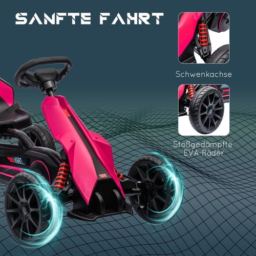 Kart à Pédales Enfant Avec Siège Réglable Et Frein à Main, Rose 3–8 Ans