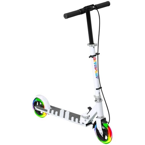 Trottinette Enfant Pliable Avec Freins Doubles, Roues Lumineuses, Blanche 3-8 Ans
