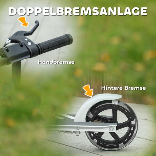 Trottinette Enfant Pliable Avec Freins Doubles, Roues Lumineuses, Blanche 3-8 Ans