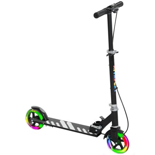Trottinette Enfant Pliable Avec Freins Doubles, Roues Lumineuses, Noire 3-8 Ans