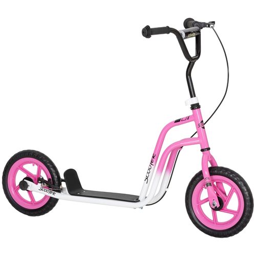 Trottinette Enfant Réglable Avec Grandes Roues Et Frein à Main, Rose