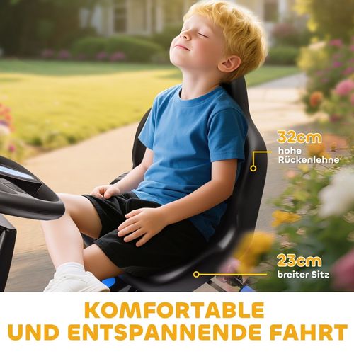 Gokart Pédalier Pour Enfants Avec Frein Et Roues Antidérapantes, Bleu