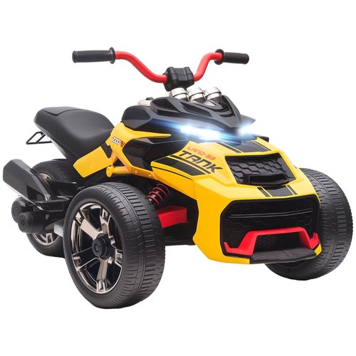 Quad Électrique Pour Enfants, Design Tricycle Inversé, LED Et Mp3, Jaune