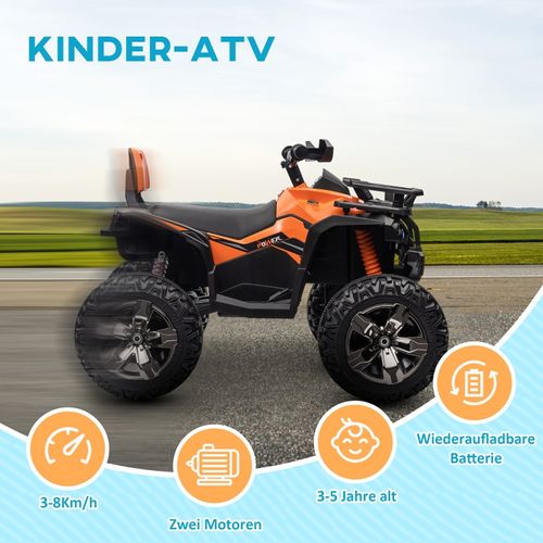 Quad Électrique Enfant 12v, LED, Mp3 Et Roues Tout-terrain, Orange