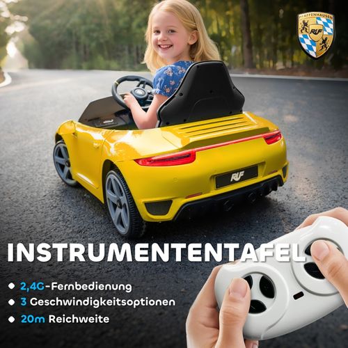 Voiture Électrique Enfant Ruf Gt, Télécommande, Musique Et Sécurité, Jaune
