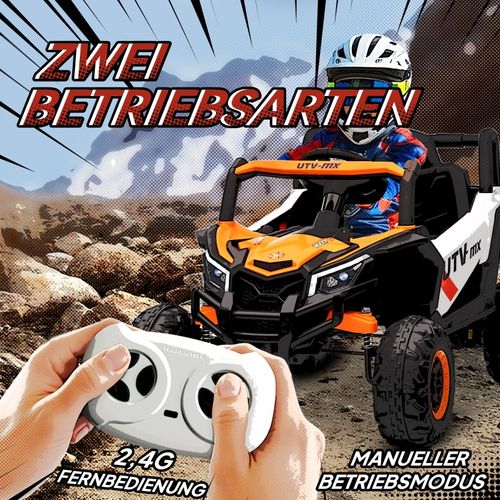 Voiture Électrique 12v Pour Enfants 3-5 Ans, Télécommande, LED Et USB, Orange