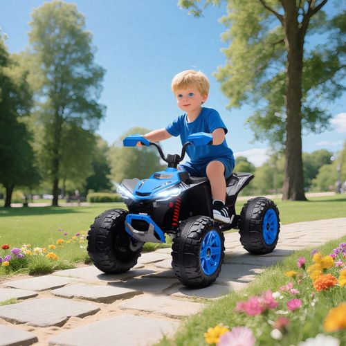 Quad Électrique Enfant 24v 2 Places Avec USB, Mp3 Et Phares LED, Bleu