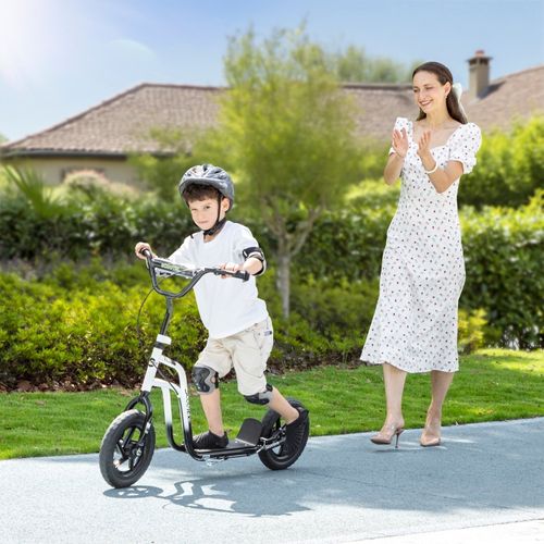 Trottinette Enfant Blanche Avec Guidon Réglable Et Grandes Roues