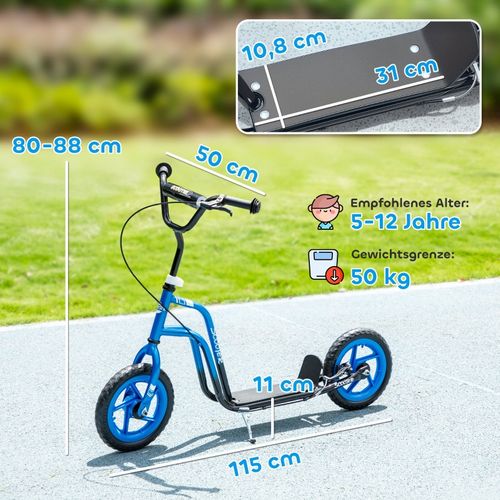 Trottinette Enfant Bleue Avec Guidon Réglable Et Grandes Roues