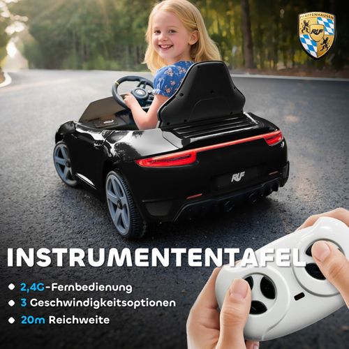 Voiture Électrique Ruf Gt Noire Pour Enfants, Télécommandée Et Musicale