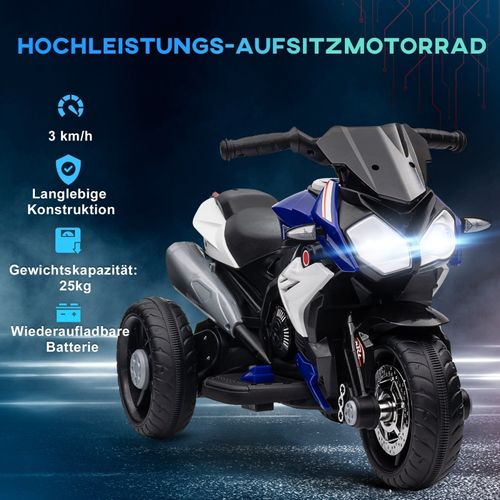 Moto Électrique Enfant Rechargeable Avec Lumières Et Sons, 3 Km/h, 3-5 Ans