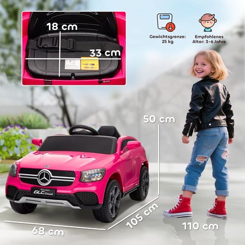 Voiture Électrique Enfant 12v Mercedes Glc Rose Avec Télécommande Et Musique