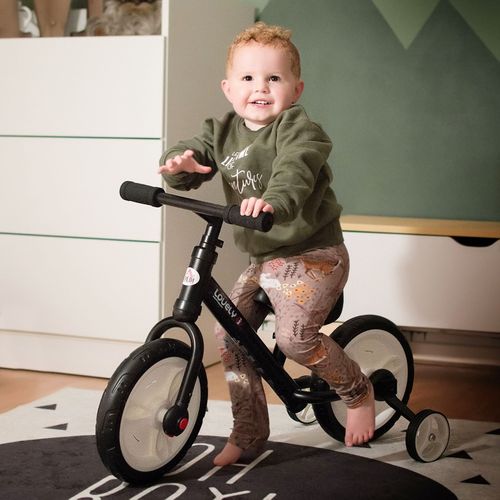 Draisienne Enfant 2-5 Ans Avec Roues Stabilisatrices Et Pédales, Noir