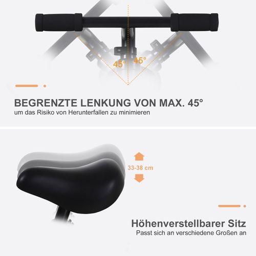 Draisienne Enfant 2-5 Ans Avec Roues Stabilisatrices Et Pédales, Noir