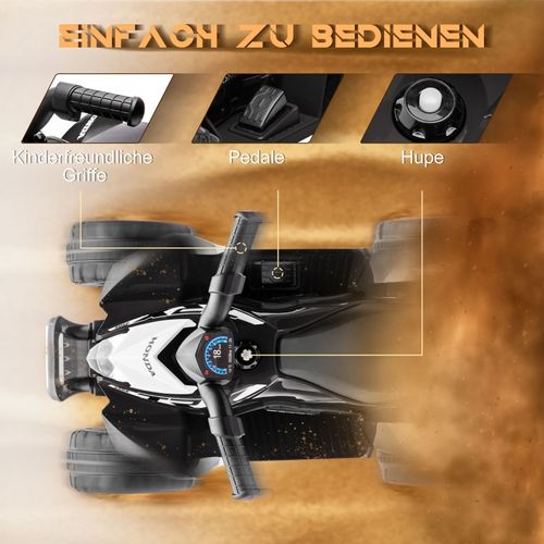 Quad Électrique Pour Enfants 1,5-3 Ans Avec LED Et Sécurité, Noir