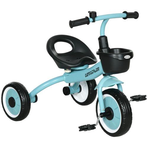 Tricycle Enfant 2-5 Ans, Siège Réglable, Sonnette Et Panier, Bleu