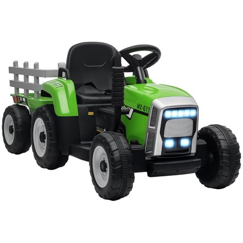 Tracteur Électrique Enfant Avec Télécommande Parentale, 6 Km/h, Vert/noir