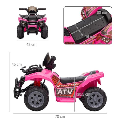 Quad Électrique 6v Pour Enfants 1,5-3 Ans Avec Musique, Rose