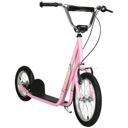 Trotinette Enfant Avec Freins, Pneus Gonflables 16", Réglable, Rose