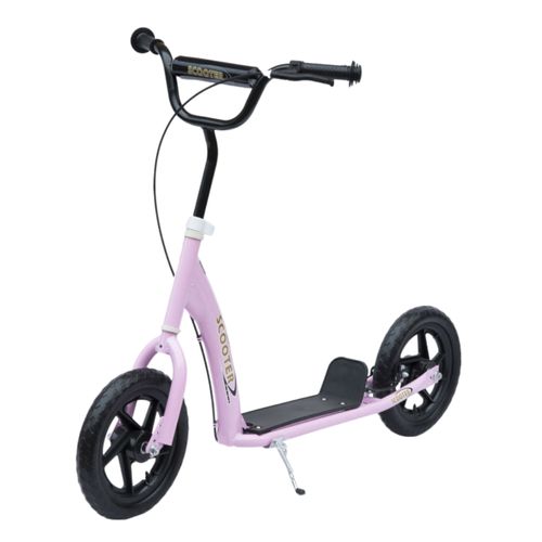 Trotinette Enfant 12" Avec Freins Et Cadre Métallique, Réglable, Rose