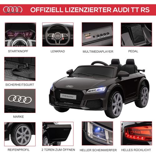 Voiture Électrique Enfant Audi Avec Télécommande, Musique Et LED, Noire