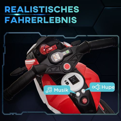 Moto Électrique Enfant 3 Km/h Avec Lumières Et Sons, Rechargeable, Noir/rouge